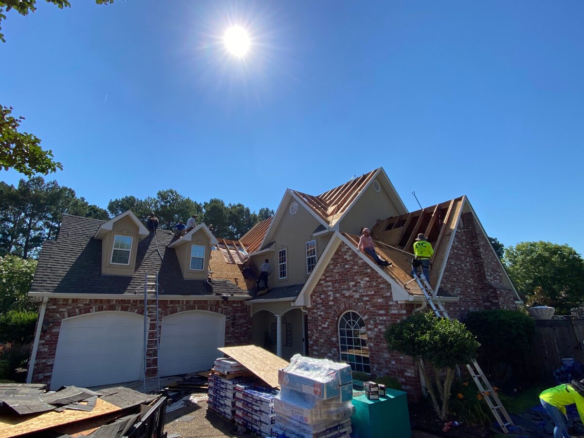 Dickerson crew mid tear-off on a residential roof